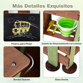 Quinta Infantil de Madeira 2 em 1, 165 x 69 x 89 cm, com Floreira Elevada, Multicolor