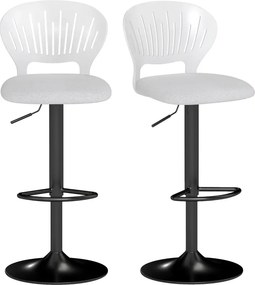 Conjunto de 2 Bancos Altos de Cozinha Giratórios a 360° Reguláveis em Altura de 84-105 cm 40,5x43x84-105 cm Branco