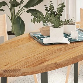 vidaXL Tampo de mesa 140x60x4 cm carvalho maciça oval castanho-claro