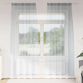 vidaXL Cortina de Voile 2 pcs Cinza Escuro 260 x 140 cm Poliéster