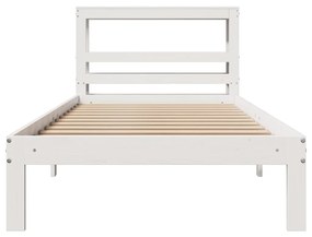 Estrutura de cama com cabeceira 90x200 cm pinho maciço branco