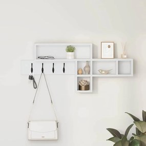 vidaXL Cabideiro de Parede com prateleira com armazenamento Branco 100 x 12 x 43.5 cm