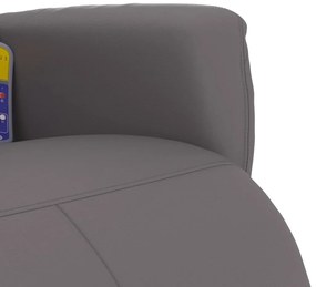 Cadeira massagens reclinável c/apoio pés couro artificial cinza