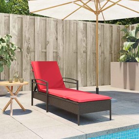 vidaXL Espreguiçadeira com almofada marrom 63x200x81 cm vime sintético (apenas EUA)