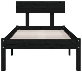 Estrutura cama pequena solteiro UK 75x190cm pinho maciço preto