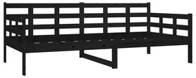 Sofá-cama 90x190 cm madeira de pinho maciça preto