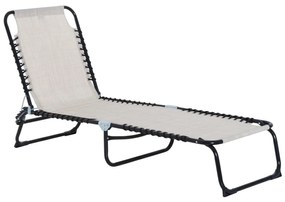 Outsunny Espreguiçadeira Jardim Dobrável Ajustável 4 Posições Reclinável Exterior Praia Piscina Confortável 197x58x76 cm Creme | Aosom Portugal