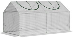 Outsunny Estufa 119x60x60cm Estufa de Jardim com 2 Janelas Enroláveis para Cultivo de Plantas Verduras Flores Branco Translúcido