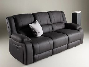 Sofá reclinável Dallas 4511, Preto, 218x96x100cm, 104 kg, Couro Ecológico