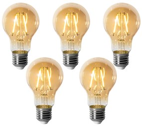 Conjunto de 5 E27 dimbare LED lamp A60 goud 3W 250 lm 2200K
