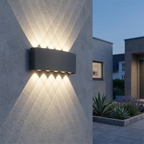 Candeeiro de parede exterior cinzento escuro incl. LED 10 luzes IP54 - Silly