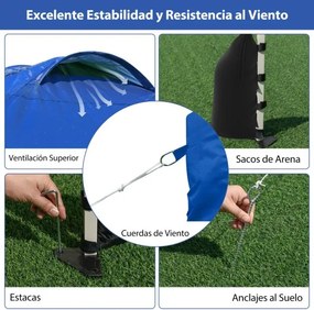 Tenda Pop up 3 x 3 m jardim, eventos, feiras com 1 Parede Lateral, com Bolsa com Rodas, 4 Sacos de Areia Azul