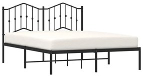 Estrutura de cama em metal com cabeceira 150x200 cm preto