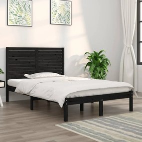 Estrutura de cama casal 135x190 cm madeira maciça preto