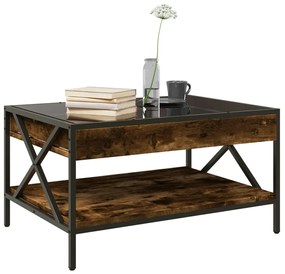 Mesa de centro luzes LED Infinity 70x50x38 cm carvalho fumado