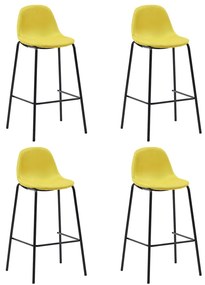 vidaXL Cadeiras de bar 4 pcs tecido amarelo