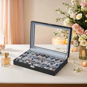 Caixa grande para 24 relógios 43,5 x 29,5 x 8,5 cm Preta