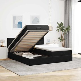 Estrutura de cama otomana com colchões 160x200 cm veludo preto