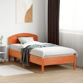 Cama sem colchão 90x190 cm madeira de pinho maciça castanho-mel
