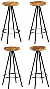 Cadeiras de bar 4 pcs madeira de mangueira maciça