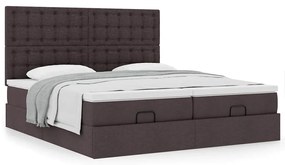 Estrutura de cama otomana com colchões tecido castanho escuro