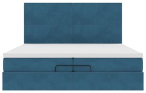 Cama otomana com colchões/LEDs 200x200 cm veludo azul-escuro