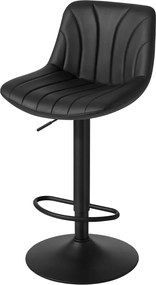 Conjunto de 2 bancos de bar, altura ajustável entre 88 e 108 cm em couro sintético PU pretos