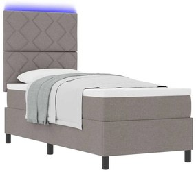 Cama Box com Colchão e Luz LED em Taupe, 80 x 200 cm, Estrutura em Tec