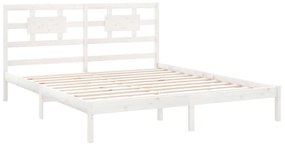 Estrutura de cama super king 180x200 cm madeira maciça branco