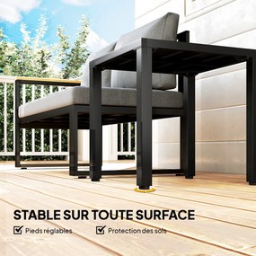 Mesa de jardim quadrada 45 C x 45 P x 45,5 A cm, mesa de terraço, estrutura em metal, para interior e exterior, para varanda, alpendre, pátio, preta