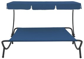 Espreguiçadeira jardim com toldo azul