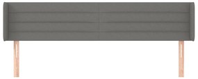 Cabeceira de cama c/ abas tecido 183x16x78/88cm cinzento-escuro