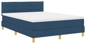 Cama Box Spring com Colchão Azul 140x200 cm Tecido