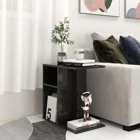 vidaXL Mesa de apoio 50x30x50 cm contraplacado preto brilhante