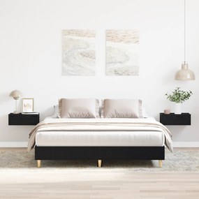 Estrutura de Cama Carvalho Preto 140x200 cm Madeira de Engenharia