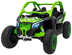 Carro elétrico para Crianças 2 Lugares 24V CAM-AM Buggy Maverick Turbo RR STRONG Motor 320 W, Rodas AR bombeado, assento couro ecológico Verde