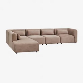Sofá Modular De 5 Peças Com Chaise Longue Esquerda Fogler Bombazina Castanho Camel - Sklum