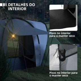 Outsunny Tenda de Campismo Familiar para 4-6 Pessoas com 2 Dormitórios