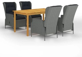 vidaXL 5 pcs conjunto de jantar para jardim cinzento-claro