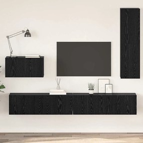 vidaXL Gabinete de TV de Parede com prateleira Outros com armazenamento com porta 4 pcs Carvalho Preto