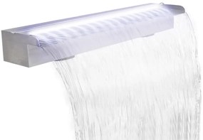 vidaXL Fonte para piscina retangular com LEDs 90 cm aço inoxidável