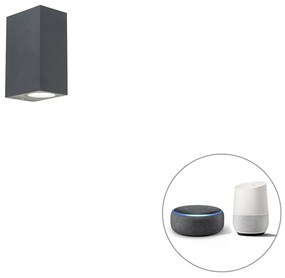 LED Candeeiro de parede inteligente cinzento escuro IP44 incl. 2 GU10 Wifi - Baleno Moderno