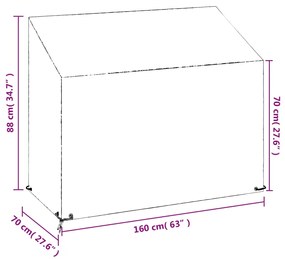 Capa p/ banco de jardim 8 ilhós 160x70x70/88 cm polietileno