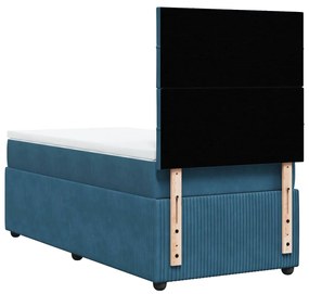 Cama boxspring com colchão 90x200 cm veludo azul