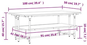 Mesa centro 100x50x40 cm derivados madeira cor carvalho sonoma