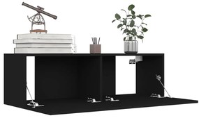 6 pcs conjunto de móveis de TV derivados de madeira preto