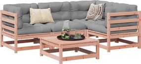 vidaXL 5 pcs conj. sofás jardim c/ almofadões madeira abeto-de-douglas