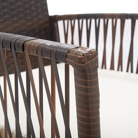 Cadeiras de jardim com almofadões 2 pcs vime PE castanho