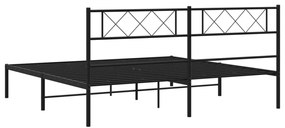 Estrutura de cama com cabeceira 193x203 cm metal preto