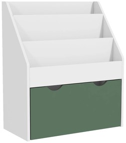Aiyaplay Biblioteca para Crianças Multi Armazenamento com 3 Níveis de Prateleiras e Uma Gaveta 62,5x30x70 cm Verde | Aosom Portugal